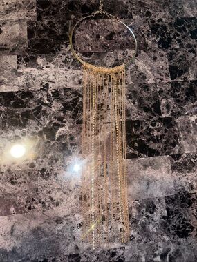 Gold Fringe Statement Necklace